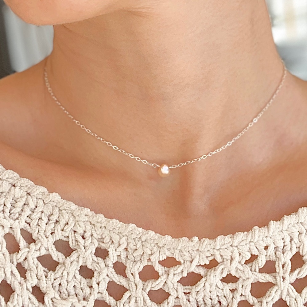 Tiny Pearl Necklace 925SS